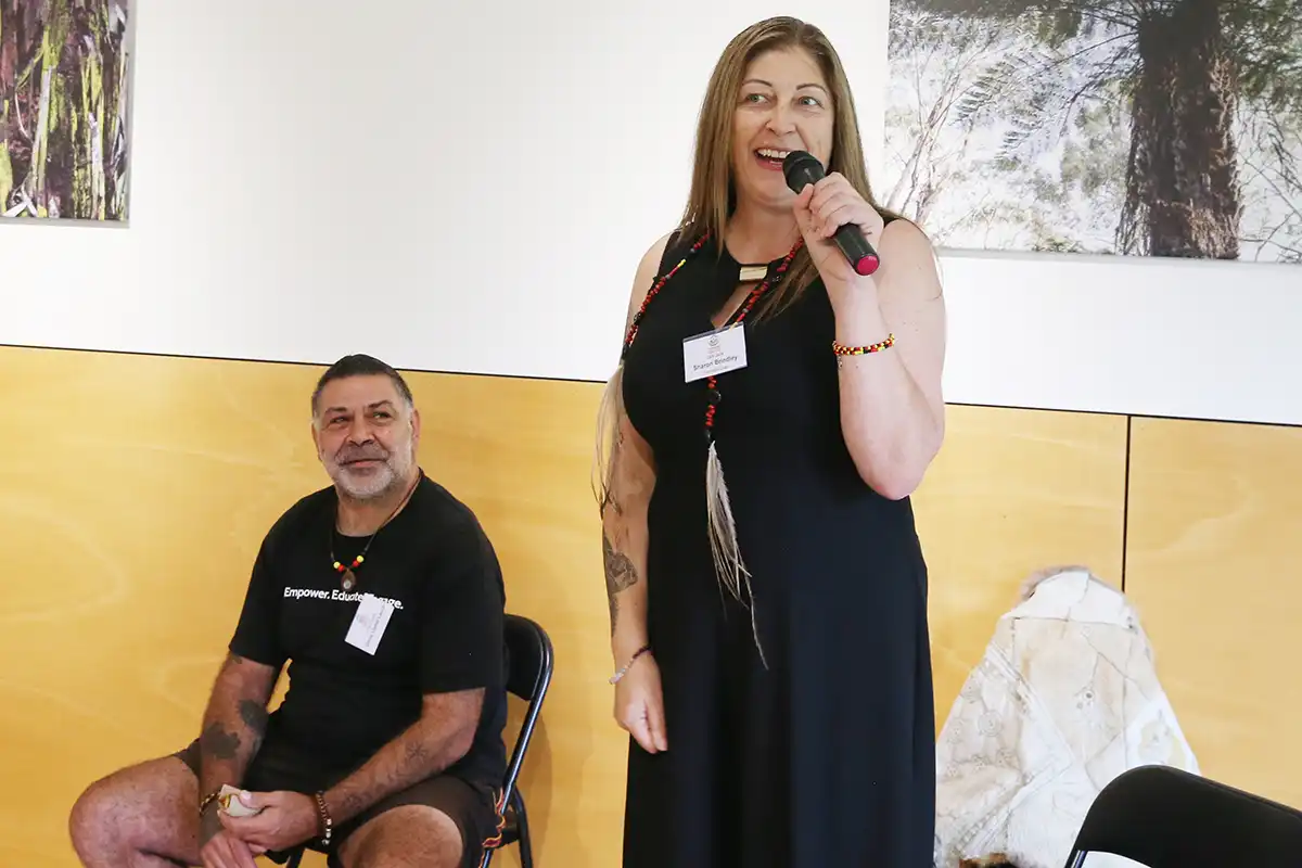 Sharon Brindley (Jala Jala) giving the Chair’s address